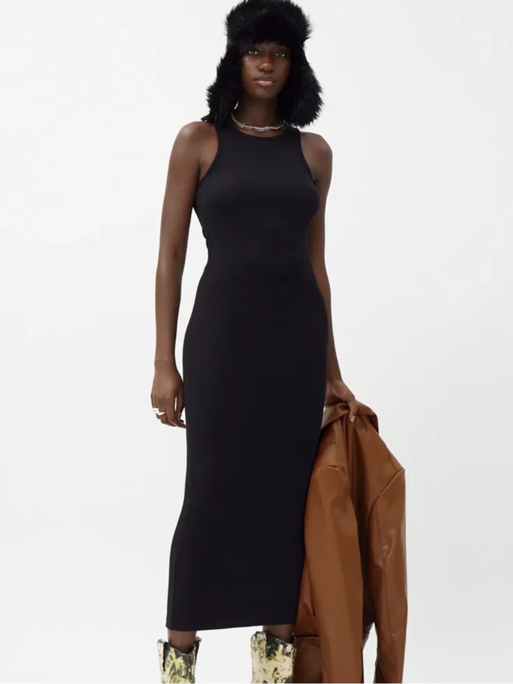 Weekday Stella Short Black Sleeveless Tank Midi Dress Sz Medium